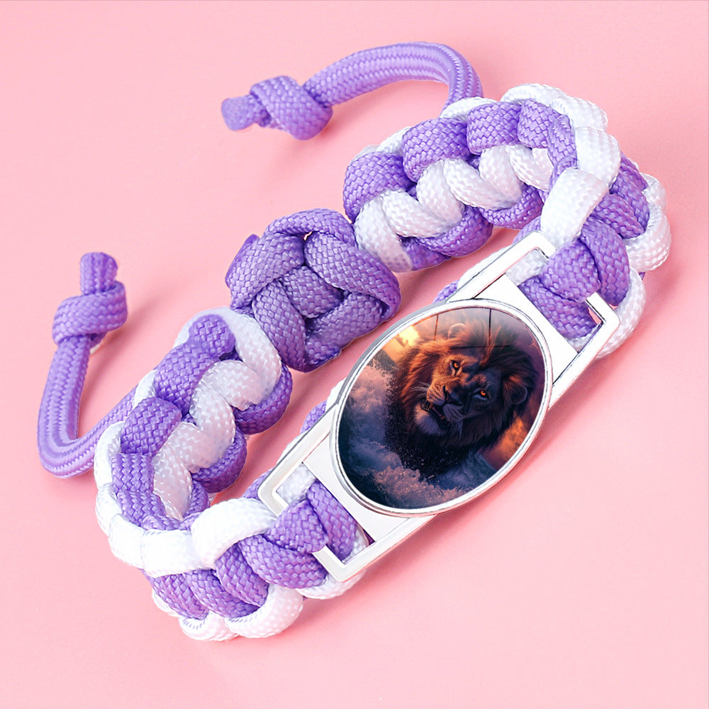 Wholesale Braided animal lion adjustable bracelet