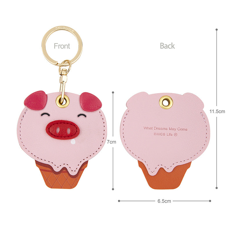 Wholesale Fruit Print Drop Shaped PU Leather Card Holder Keychain Cute Bag Charm Boutique Resale Gift