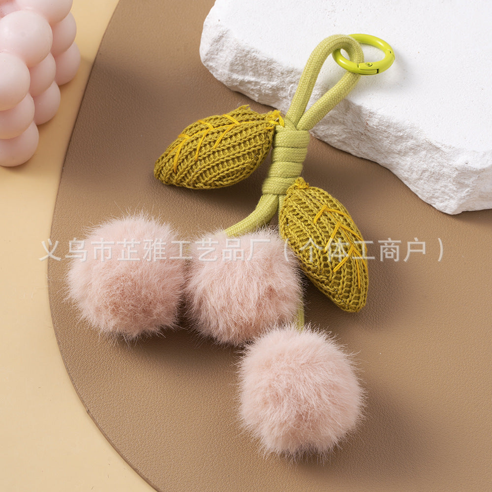 Wholesale  Hand-woven Exquisite Hair Ball Flower Keychains
