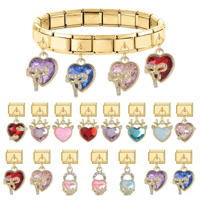 Wholesale Italian Charm Bracelet 9mm DIY Love Series  Creative Stainless Steel Composable Bracelet