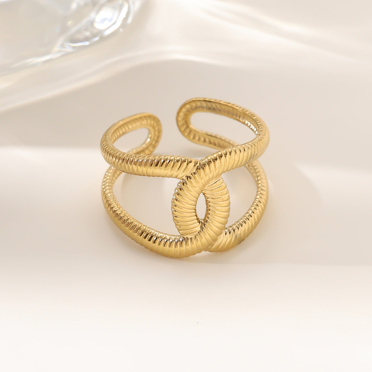 Wholesale Stainless steel gold-plated adjustable ring
