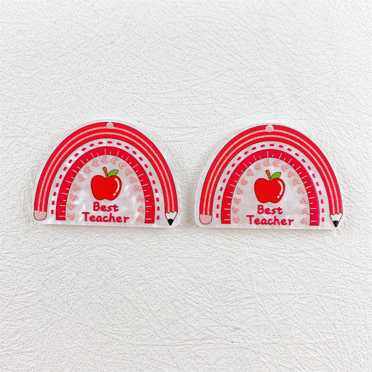 Wholesale 10pcs Acrylic Printing Color Pencil Books School Season Series Pendant