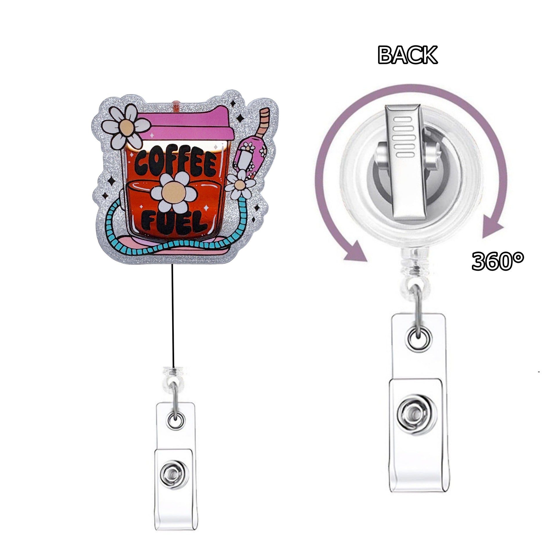 Wholesale  spot glitter liquid retractable Badge Reels,