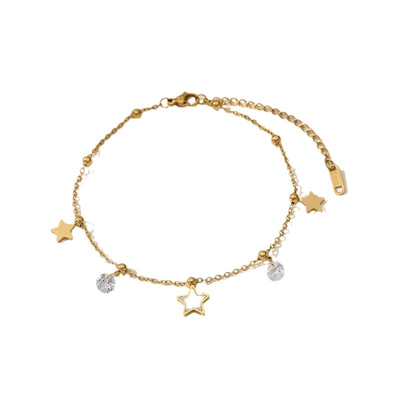 Wholesale Minimalist Five Pointed Star Titanium Steel Bracelet Fashion Jewelry Accessory for Women