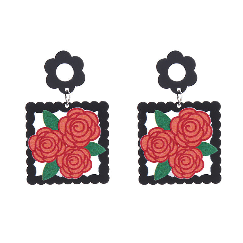 Wholesale  Valentine's Day  Love Acrylic  Rose Earrings