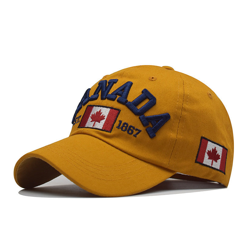 Wholesale Fashion Cotton Baseball Cap With Canada Letter Unisex Curved Brim Adjustable Sun Hat