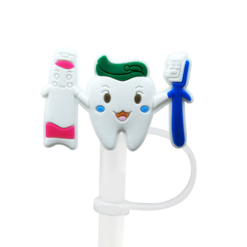 Wholesale 10pcs New Medical Dust Plug Cute Cartoon Straw Cover Straw Tube Cap ACC-SCR-YiBang003