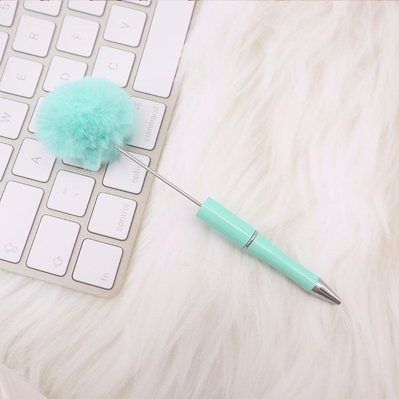 Wholesale Pom Pom Beadable Pen Leopard Print Hair Ball DIY Beaded Ballpoint Pen ACC-PN-CY003