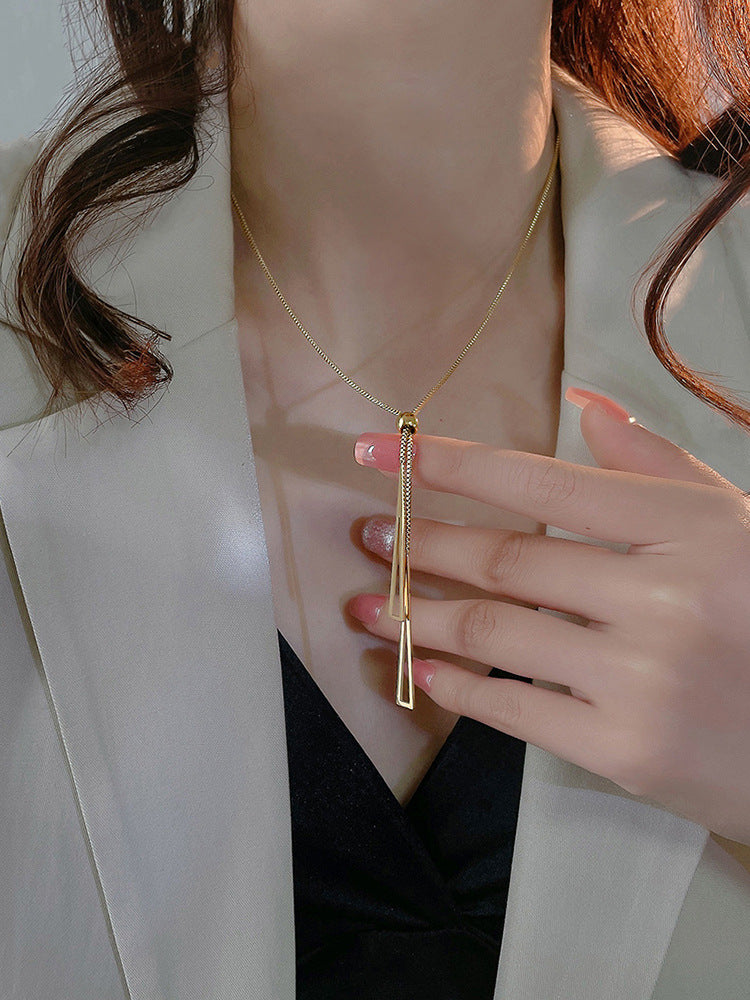 Wholesale sweater chain long necklace  light luxury titanium steel necklaces