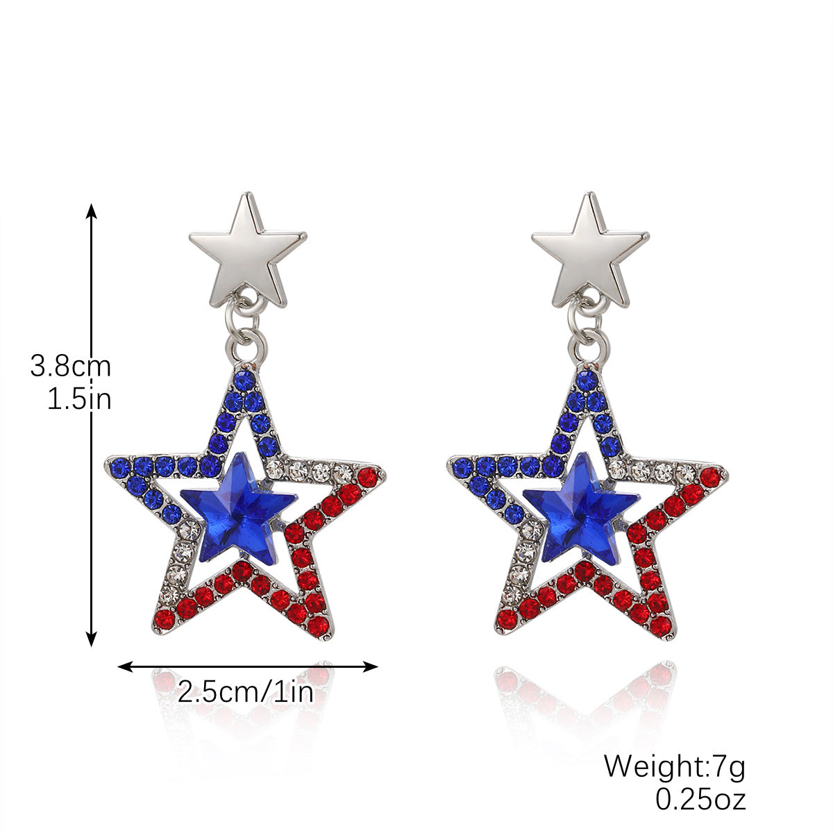 Wholesale  American Independence Day  Alloy Oil-Dropping Diamond Earrings