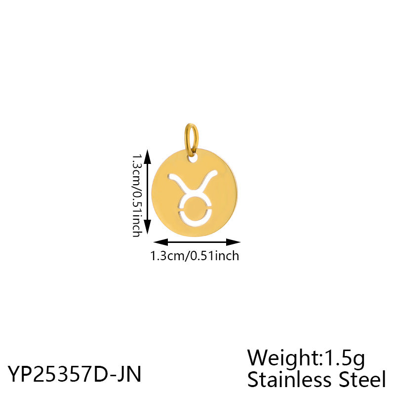 Wholesale Stainless steel 12 constellation hollow round card pendant