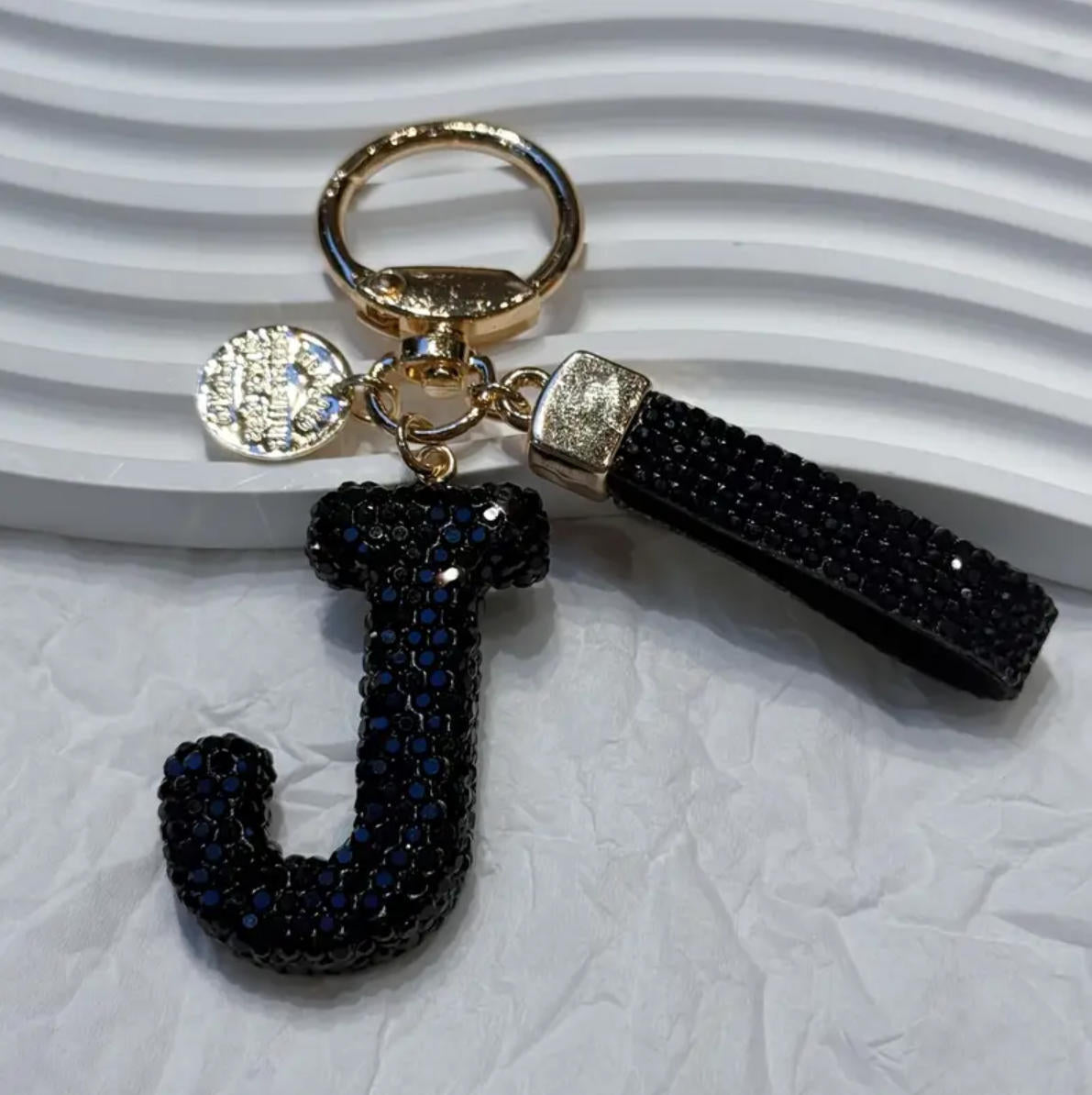 Wholesale Chic Rhinestone Letter Keychain Metal Electroplating Fashion Accessory Bag Charm Car Key