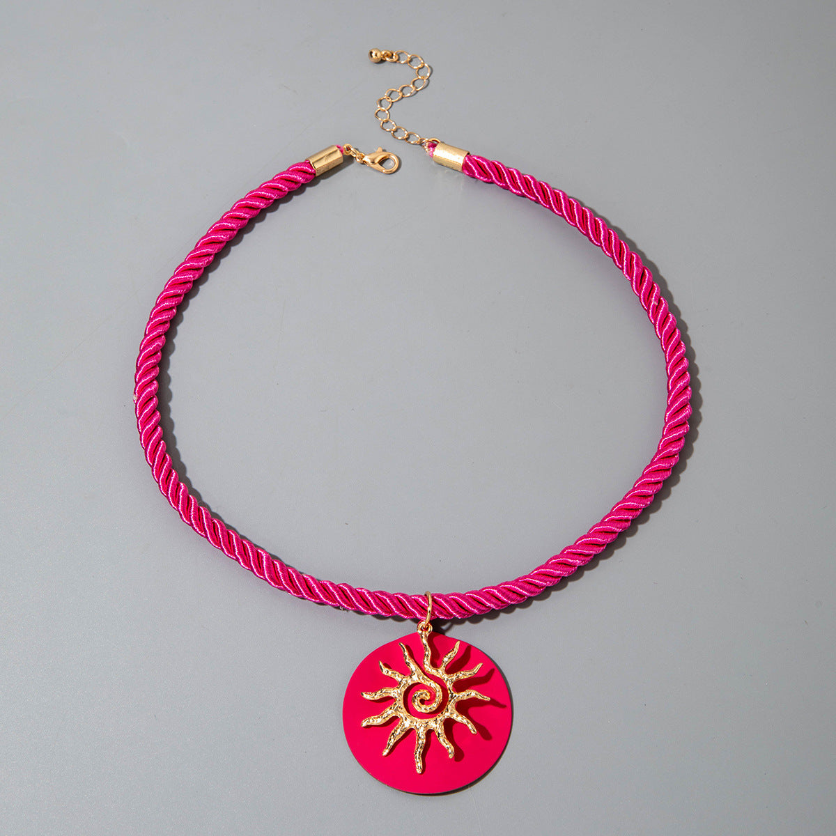 Wholesale Colorful stacked geometric sunflower necklace