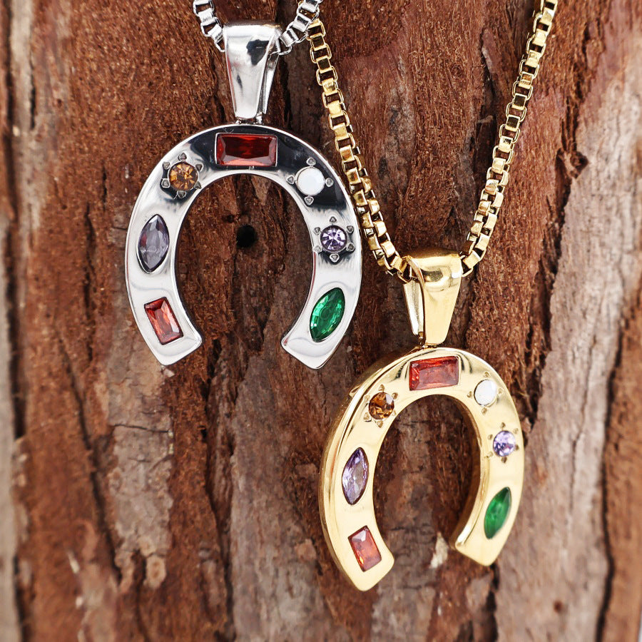 Wholesale Stainless Steel Lucky Horseshoe Necklace