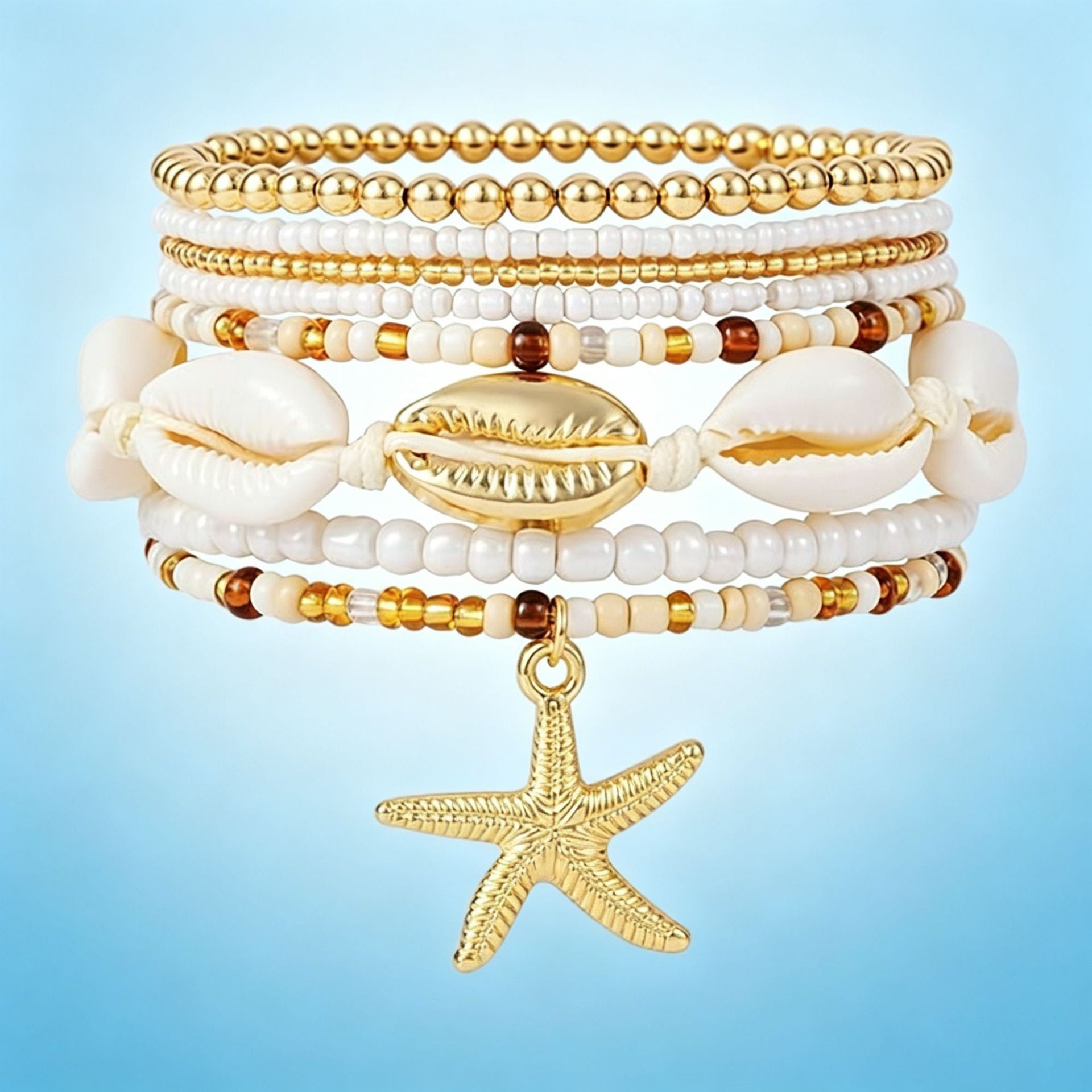 Wholesale Plastic Resin Handmade Bracelet Set 6 Pieces Seaside Resort Style Chic Jewelry Accessory for Women Gift