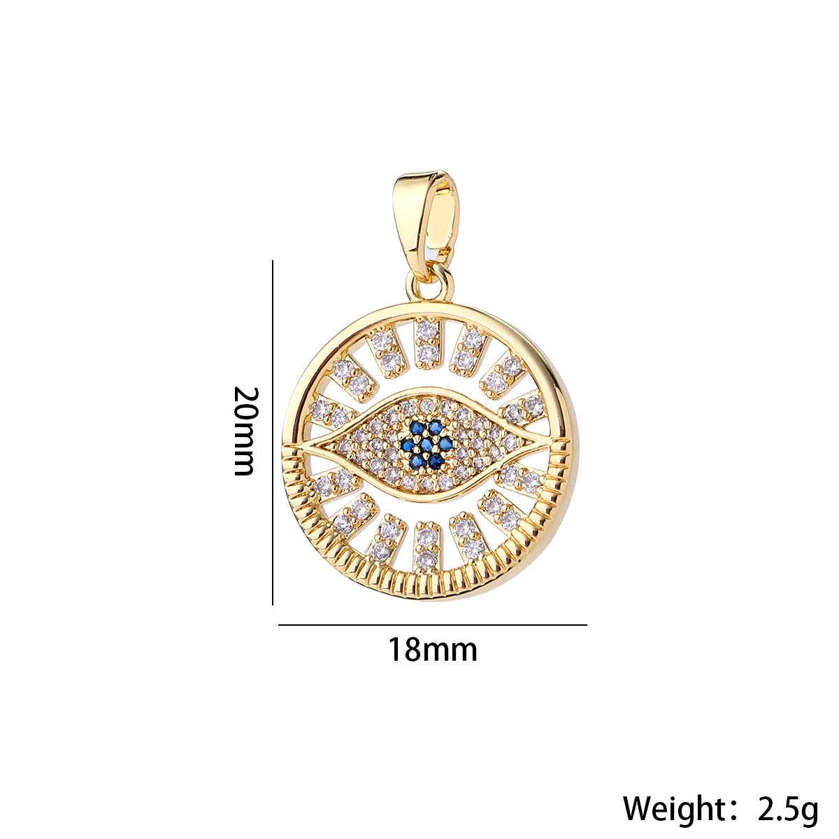 Wholesale Fashion Boho Evil Eye Gold Plated Brass Zircon Pendant For DIY Necklace Making Boutique Resale