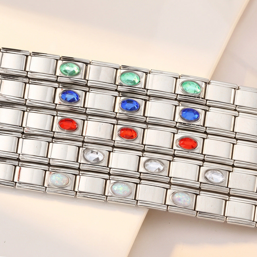 Wholesale Oval Stainless Steel Bracelet Set DIY Italian Module Charm Jewelry Accessory for Boutique Resale