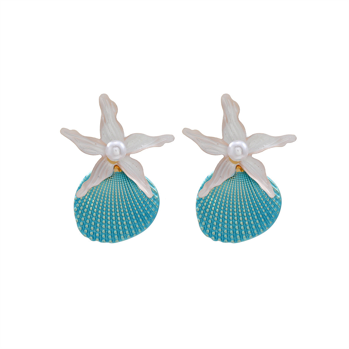 Großhandel Summer Beach Urlaubsstil Starfish Shell Perlenohrringe