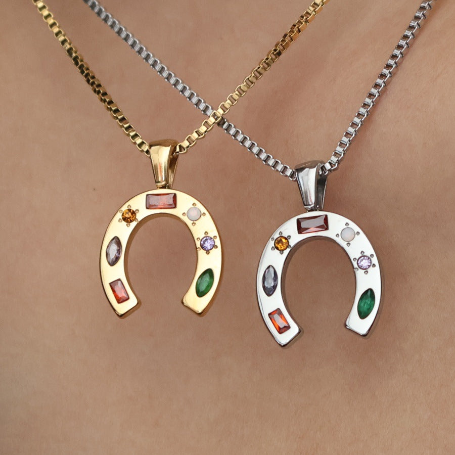 Wholesale Stainless Steel Lucky Horseshoe Necklace