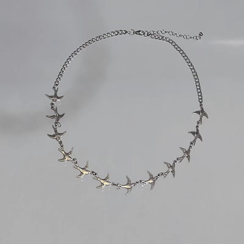Wholesale Zinc Alloy Double-Layered Necklace with Bird and Stone Design,  Fashion Accessory for Everyday Wear