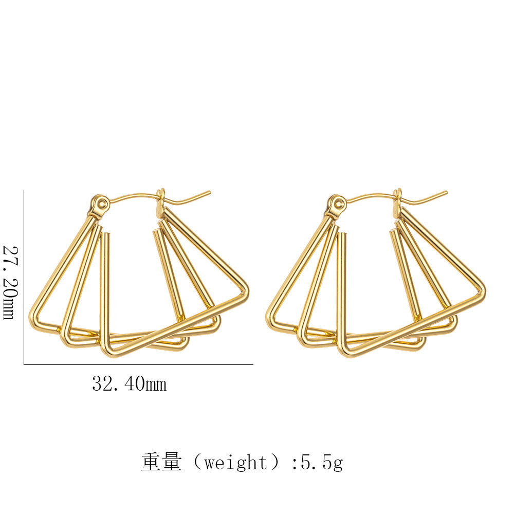 Wholesale Exaggerated retro titanium steel 18k gold twisted earrings