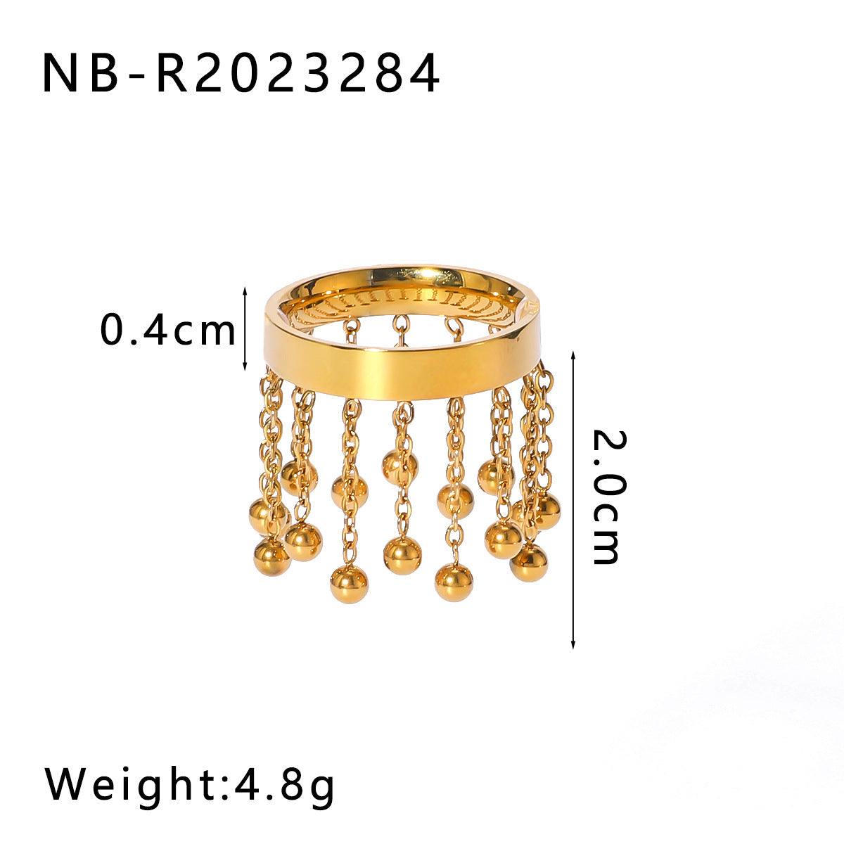 Großhandel Tassel Edelstahlring kleiner Goldbohnenkettenring