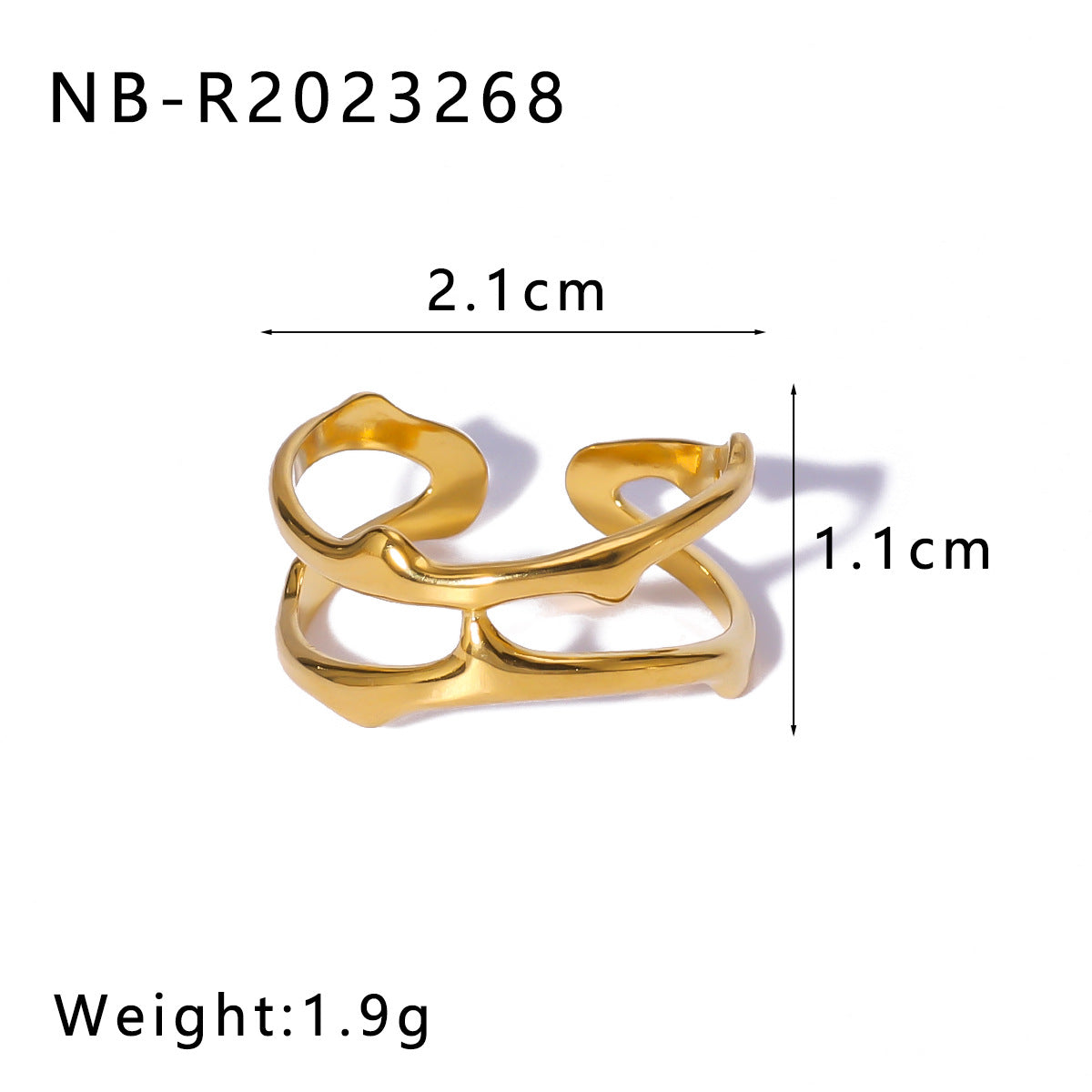 Wholesale geometric irregular water drop line hollow titanium steel  ring