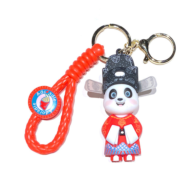 Wholesale Cartoon Cute Panda PVC Soft Keychains Silicone Creative Keychain ACC-KC-XinShu015