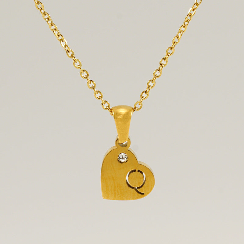 Wholesale Diamond Heart Letter Necklace ACC-NE-ZhongYao005