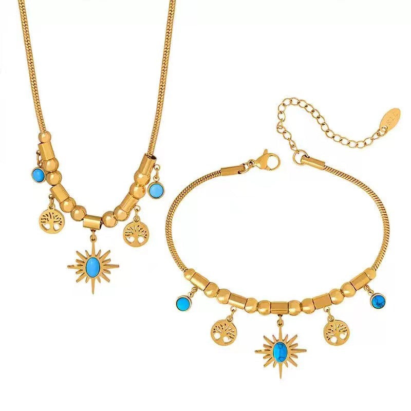 Wholesale Light Luxury Turquoise Pendant Bracelet Necklace