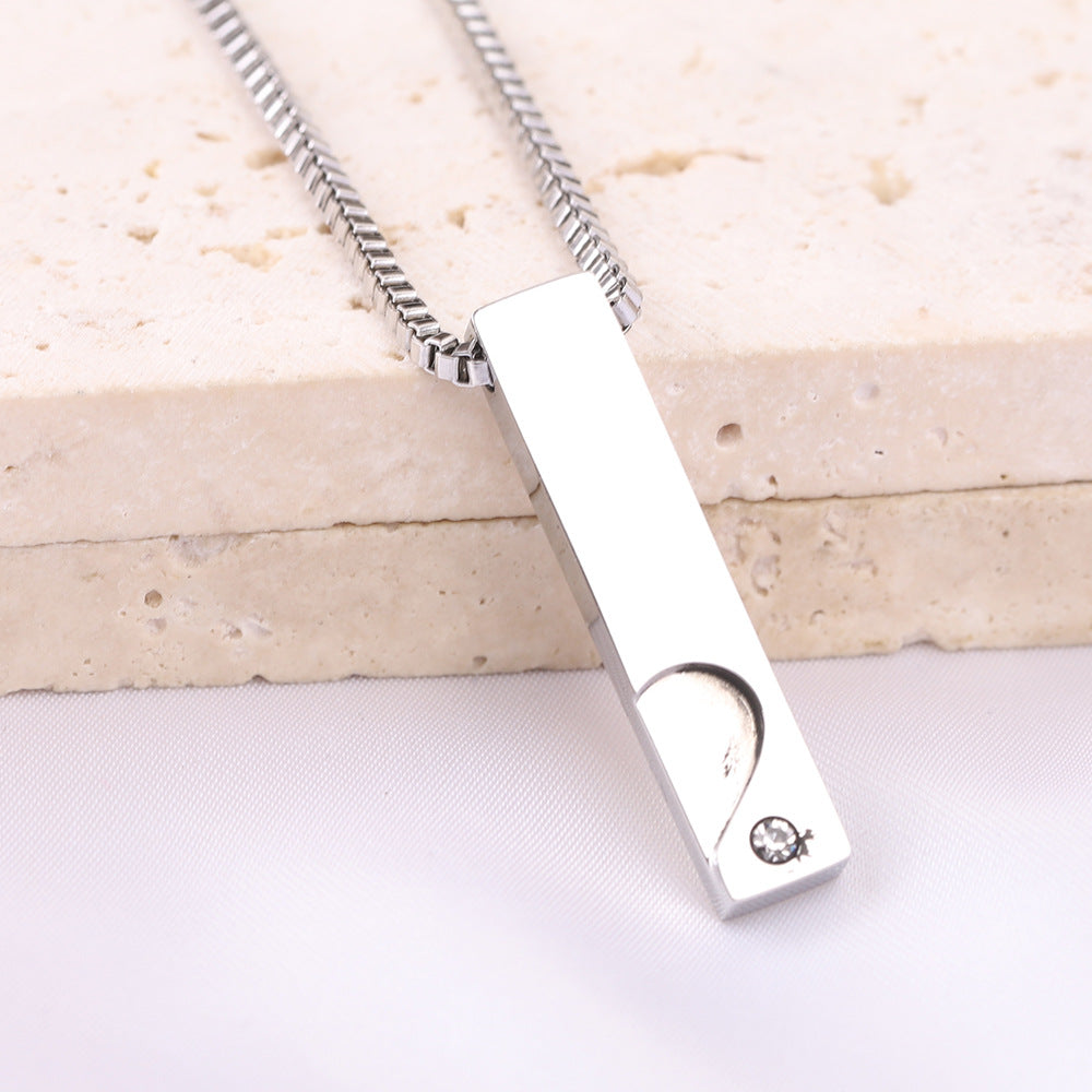 Wholesale  couple  smooth long hollow love laser Logo lettering necklaces