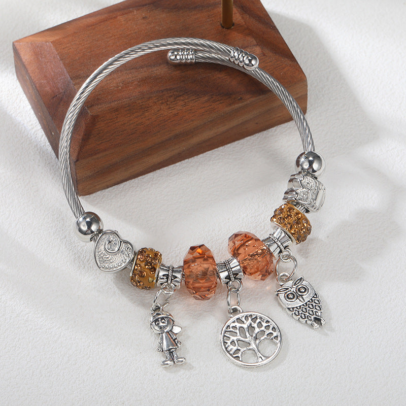 Wholesale DIY Beaded Multi-Element Stainless Steel Rhinestone  Bracelet