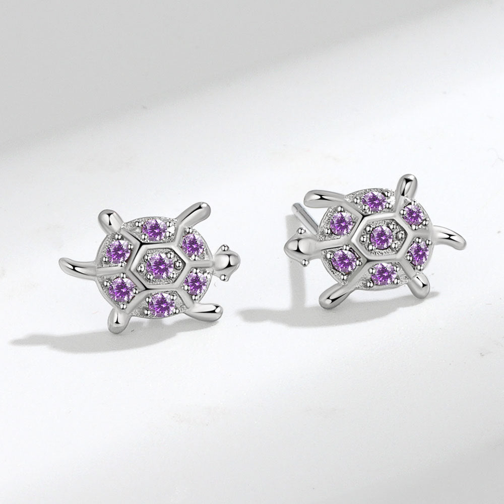 purple zircon turtle earrings for low MOQ retail testing