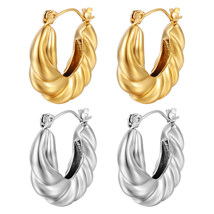 Wholesale Stainless Steel Earrings Light Luxury   Plated with 18K Twist Earrings