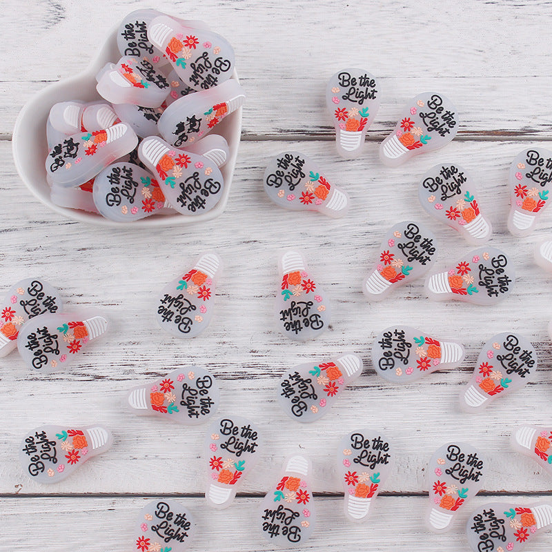 Wholesale 10pcs Cartoon Light Bulb Silicone Beads Focal Beads DIY Beadable Pen Accessories ACC-BDS-GuangTian016