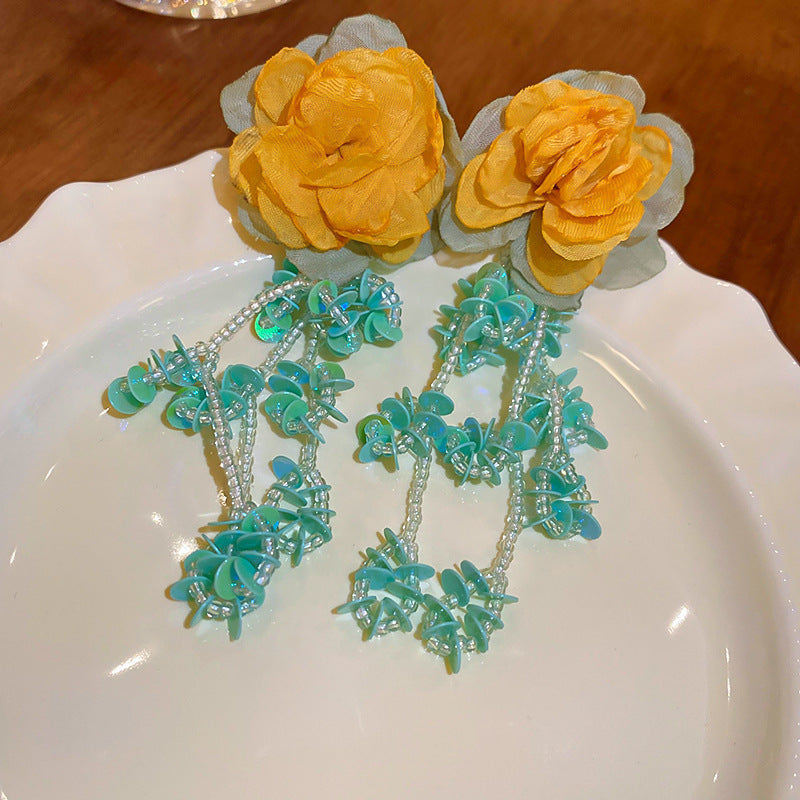 Wholesale Yellow Flower Earrings Exaggerated Stud Earrings Statemente Earrings Ear Studs ACC-ES-Huih001