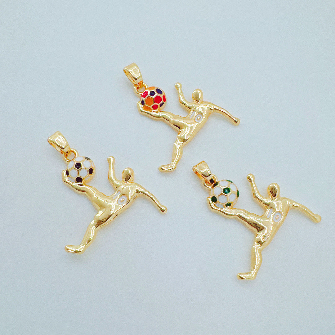 Wholesale Gold Plated Copper Football Pendant Necklace