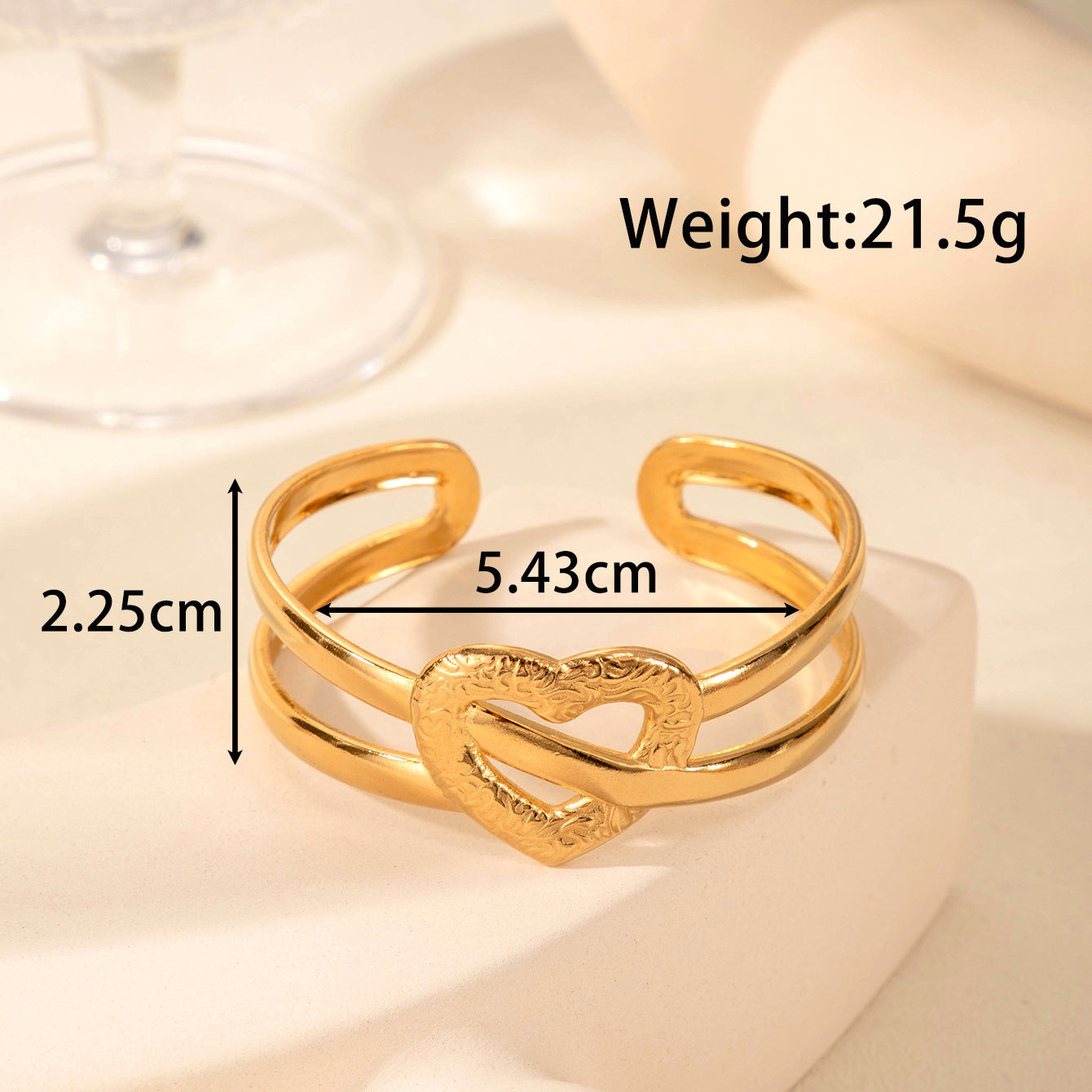Wholesale Titanium steel open heart  hydraulic metal rings bracelet
