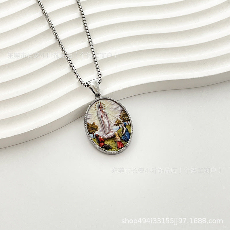Wholesale Western Style Retro Enamel Oval Pendant Necklace