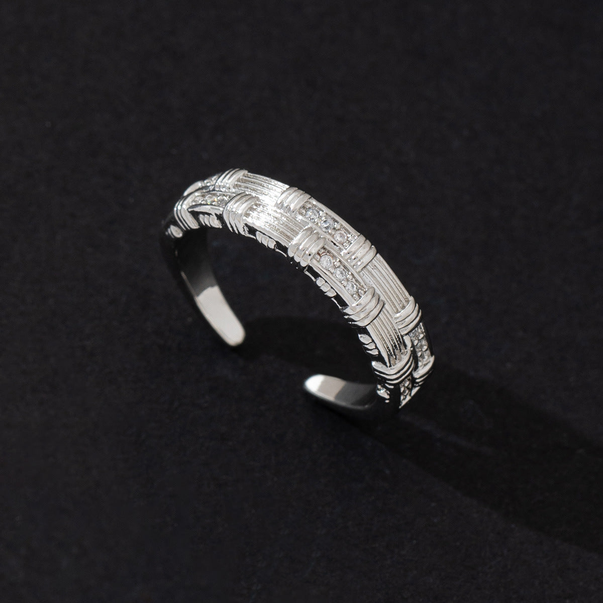 Wholesale Starry Zircon Ring Korean Fashion Cat Eye Couple Adjustable Ring Copper Jewelry Accessory For Boutique Resale