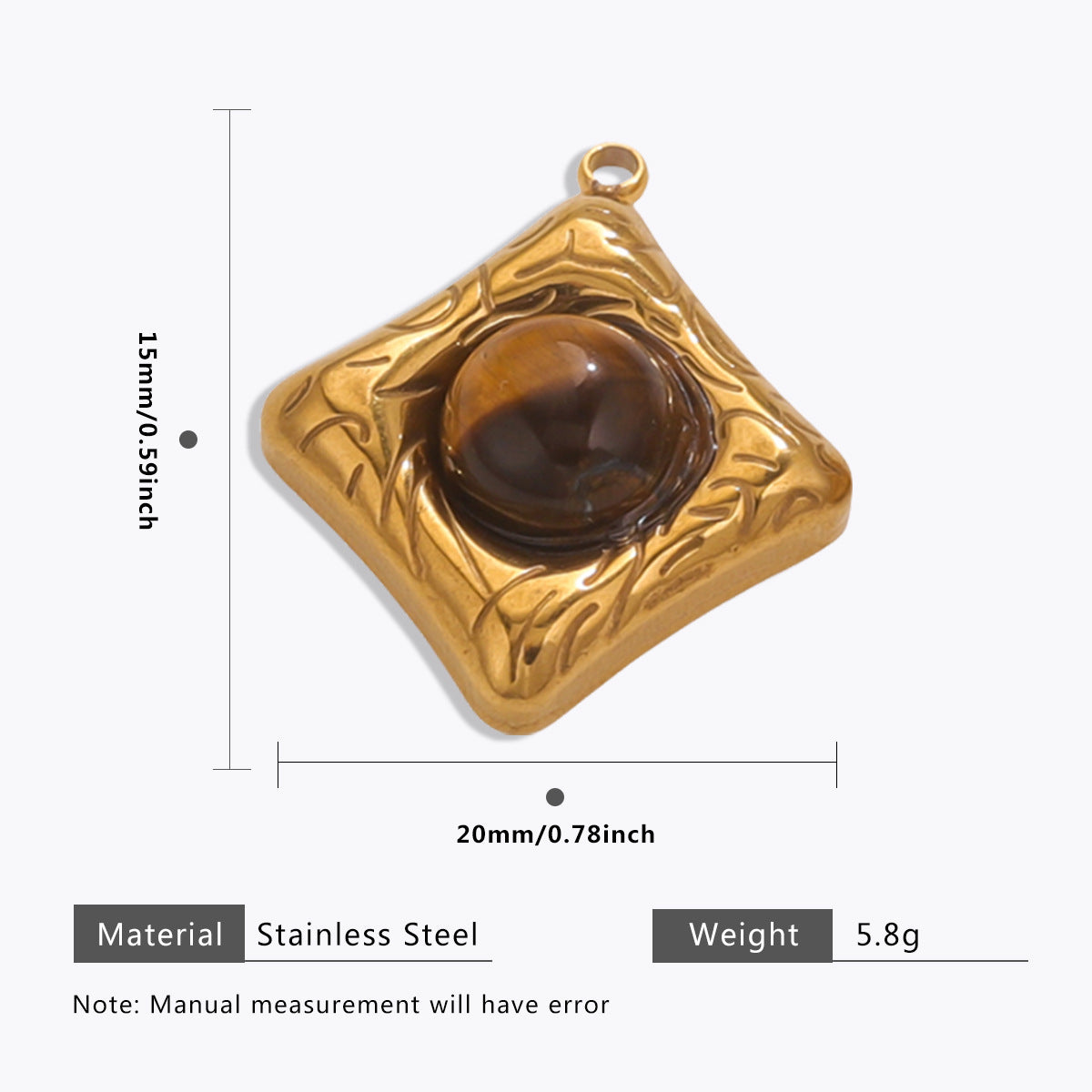 Wholesale Stainless Steel Maillard Tiger Eye Pendant