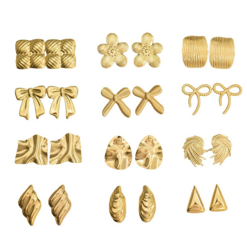 Wholesale Stainless Steel Unique Bow Irregular Stud Earrings
