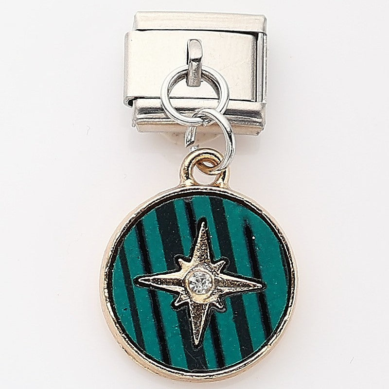 Wholesale 10pcs Italian Charm Bracelet 9mm DIY Splicing Malachite Heart Stainless Steel Composable Bracelet