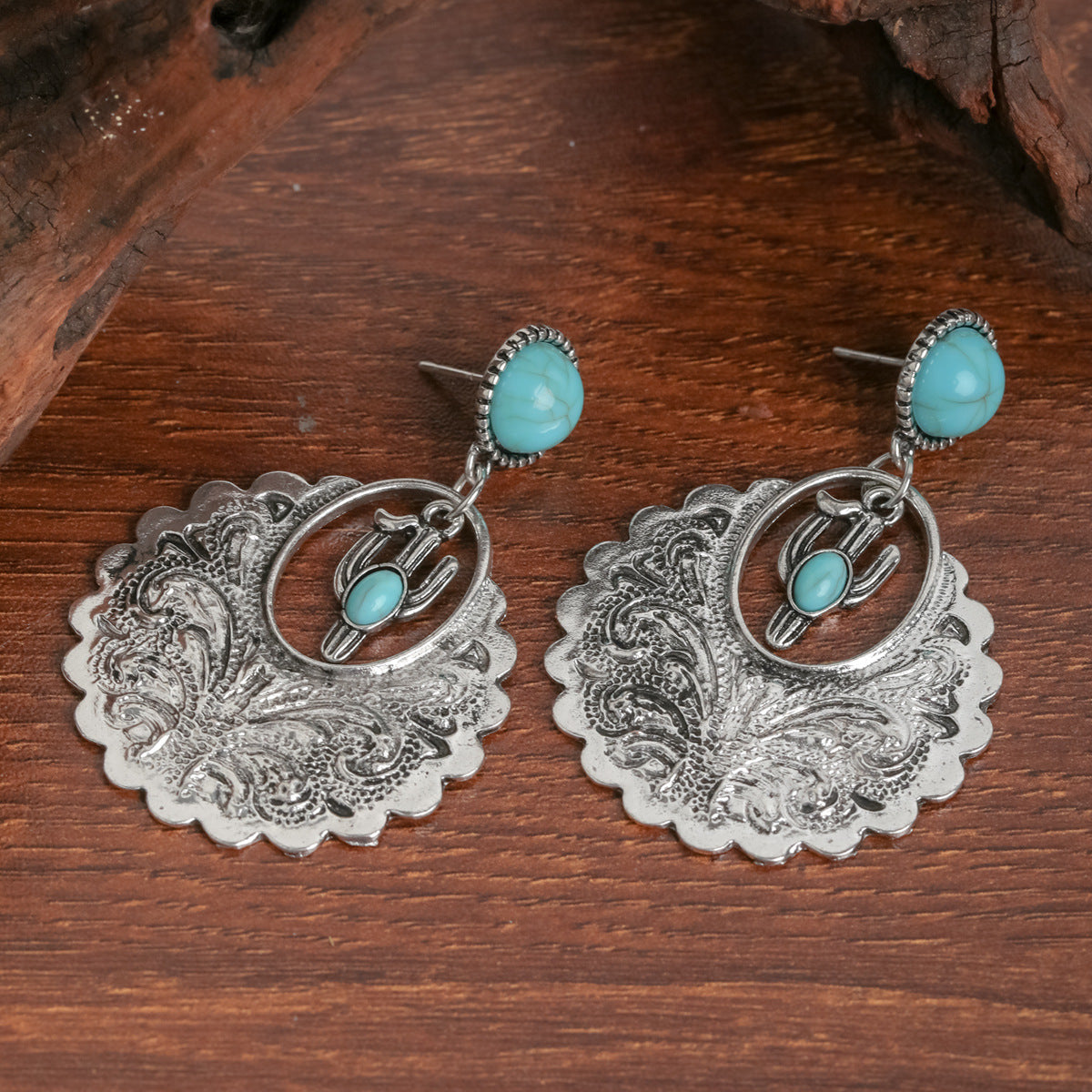 Wholesale Bohemian Vintage Ethnic Style Turquoise Earrings ACC-ES-JunJie003