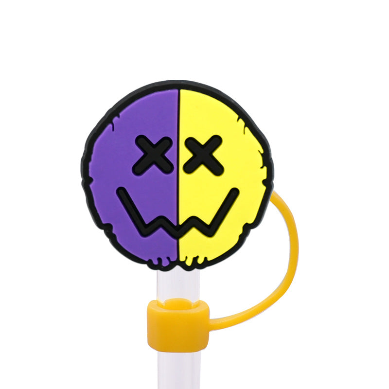 Wholesale Random 100pcs Horror Ghost 8/10mm PVC Soft Straw Tube Cap