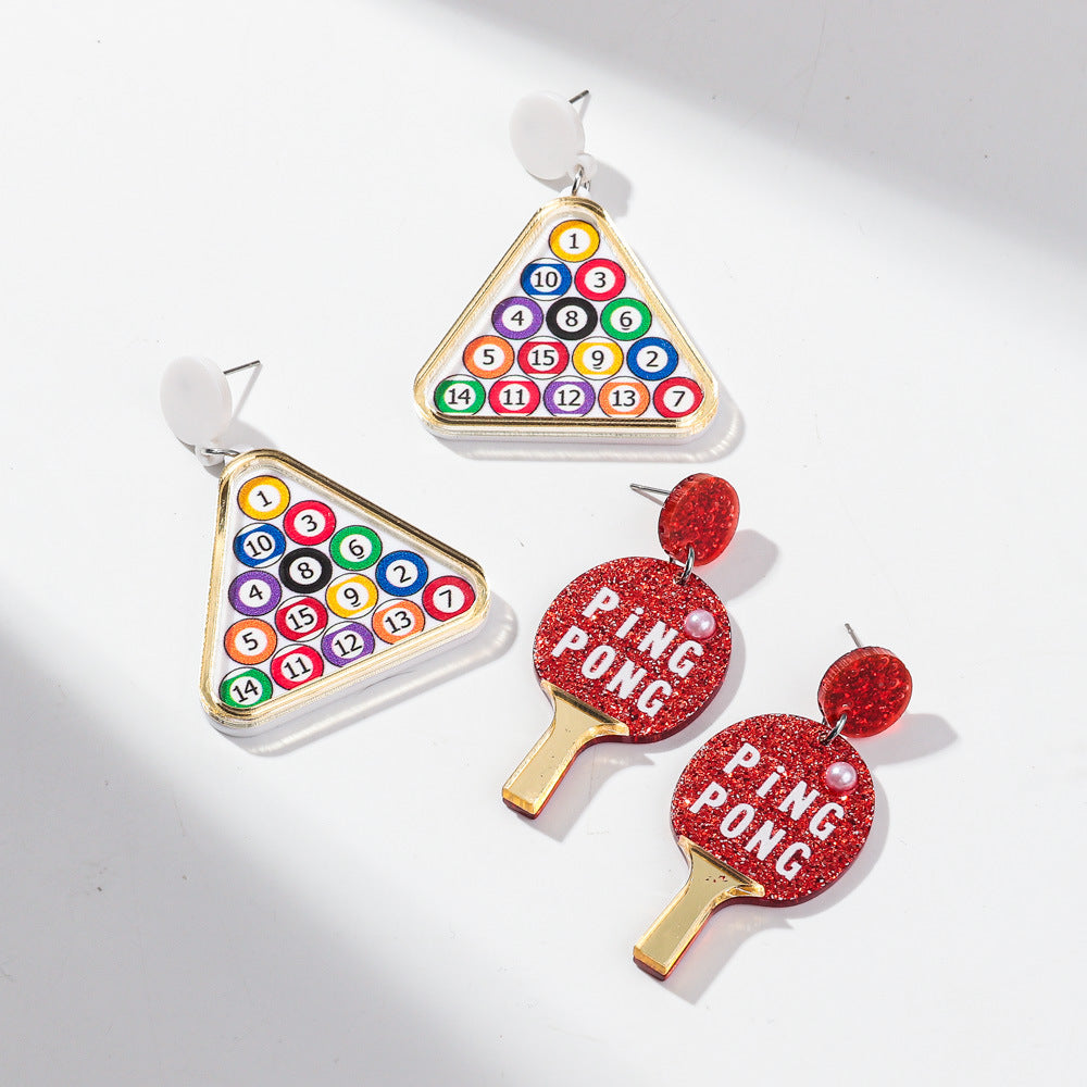 Wholesale  letter racket color digital table tennis earrings