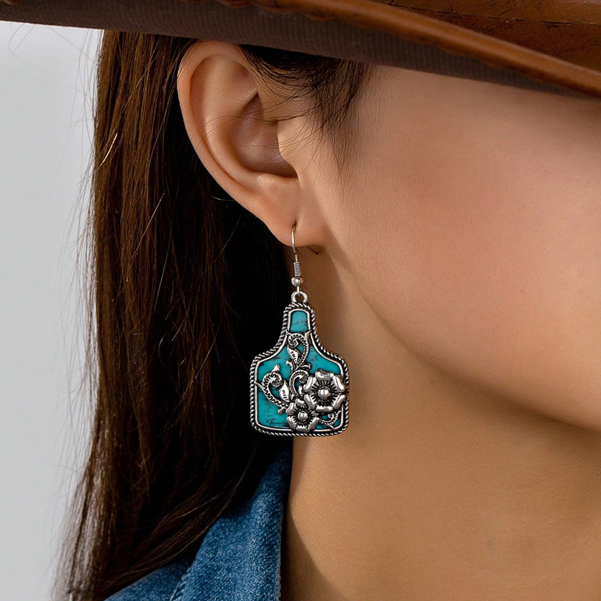 Wholesale  Western Style Retro Flower Horse Highland Cow Desert  Earrings