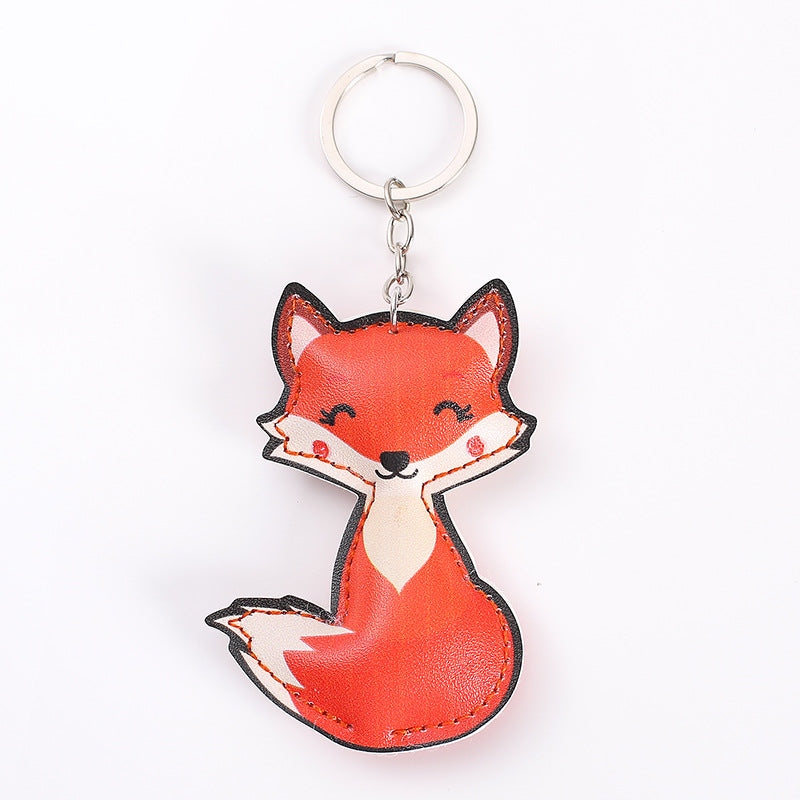Wholesale Chic Artificial Leather Animal Keychains Cute Cat Dog Dinosaur Lucky Cat Fruit Pendants Decorative Gift Car Key Accessory