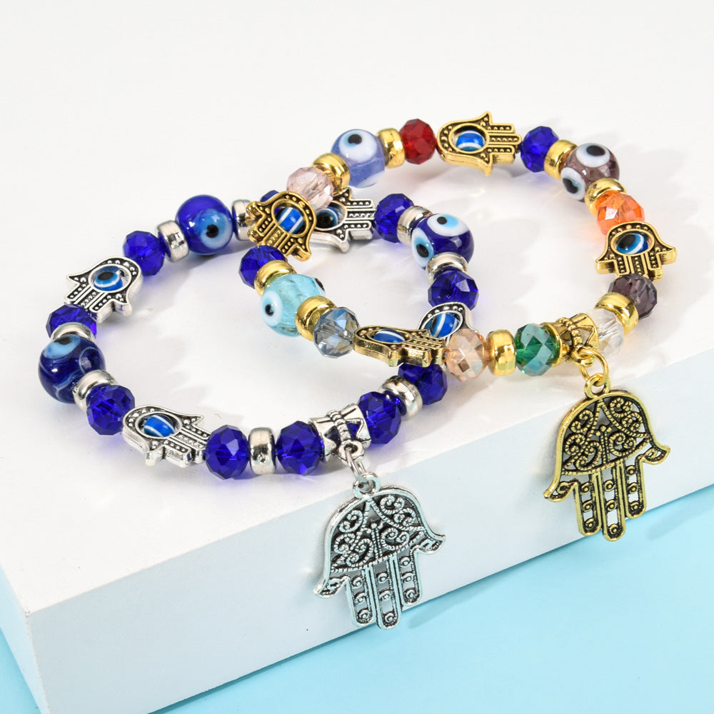 Wholesale Alloy Evil Eye Beaded Bracelet Vintage Pendant Charm Travel Souvenir Jewelry Accessory