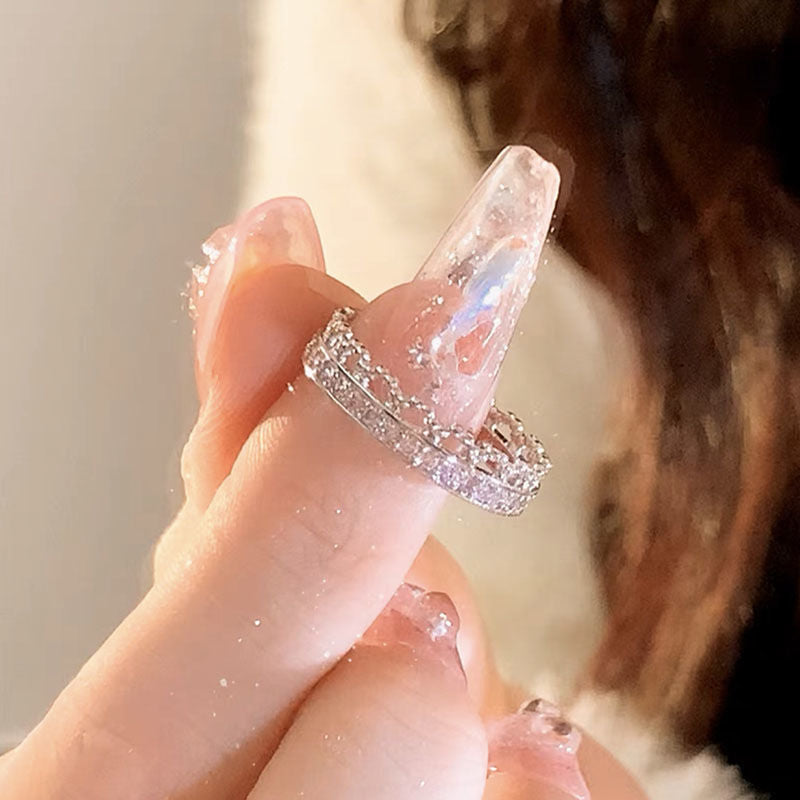 Wholesale Pink Diamond Love Ring Adjustable Women' s Fashion Jewelry Gift